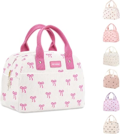 Thijox - Geïsoleerde Lunchtas voor Vrouwen en Kinderen - Lekvrije Bento Lunchbox met Grote Capaciteit en Duurzame Ritssluiting - Schattige Roze Strik