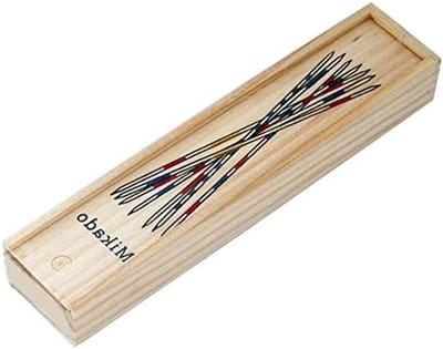 Mikado spel - Stokjes spel - Behendigheid oefenen - Houten doos - 18 cm stokken - Houtkleur