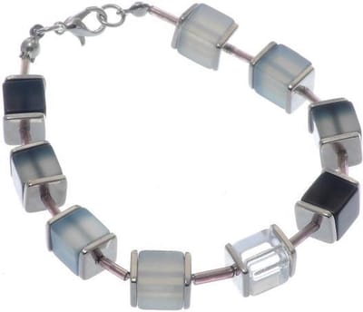Behave - Grijze armband met blokjes - Minimalistische look casualwear