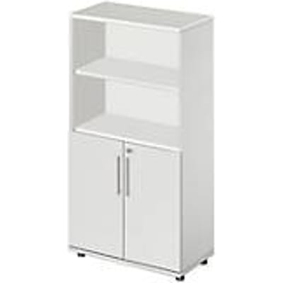 Schäfer Shop  Select Combikast Start Off, 4 ordnerhoogten, afsluitbaar, B 800 x D 420 x H 1470 mm, hout, lichtgrijs/lichtgrijs