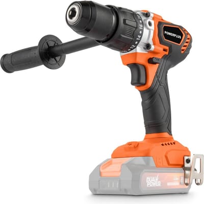 Dual Power Accu klopboormachine POWDP15250 - 3 in 1: boren hamerboren en schroeven, 20 V boormachine,120 Nm, Links en rechts schroeven, Zonder accu en lader