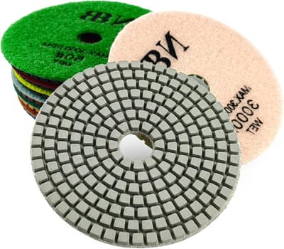Diamant polijstpads - Renovatie schijven - Nat steen polijsten - 7 stuks gemengd - 100mm diameter - Gemengd