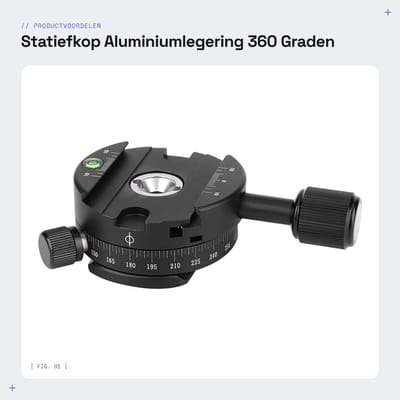 Dailygoods- Statiefkop 360 Graden Draaibaar - Aluminiumlegering - Panoramisch Uitzicht - Draagvermogen 5 kg - Klemmaat 38,5 mm - Inclusief Inbussleutel - Statief