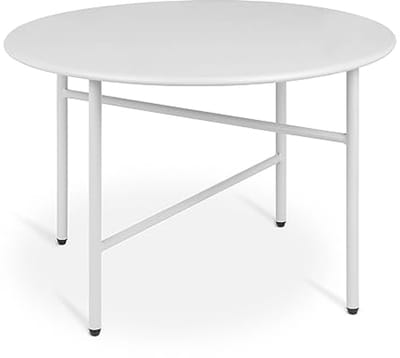 Ronde Bijzettafel Metaal - Tuintafel Balkontafel - Binnen en Buiten - Kras en Roestbestendig - Ø 53 cm - Wit