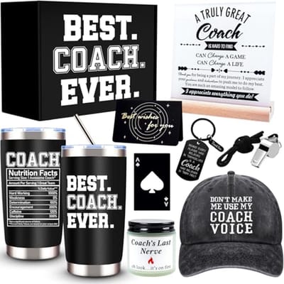 JTAMOHI Coach Cadeaus voor Mannen Vrouwen, 20oz Beste Coach Ooit Tumbler Geschenken, Dank U Coach Geschenken, Verjaardag Kerstcadeaus voor Coach, Voetbal Voetbal Softbal Basketbal Zwemmen Coach