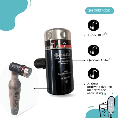 Habit CO2 adapter - Universele adapter voor co2 cilinder - geschikt voor o.a. Grohe Blue co2 en Quooker Cube co2 - stap over naar voordelige universele Habit koolzuurcilinders - voordelig alternatief Quooker co2 cilinder en Grohe co2 cilinder