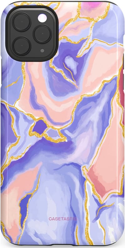 Casetastic hoesje geschikt voor Apple iPhone 11 Pro Max - Dubbellaagse bescherming - Riviergloed - Fashion Case - Lavendel Lichtgrijs Zand Lichtroze