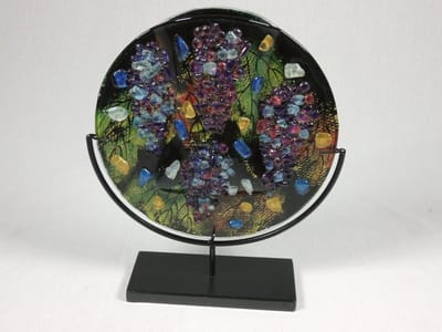 Decoratie vaas Shine - paars bruin groen - 30x39 cm - handgemaakte glazen siervaas