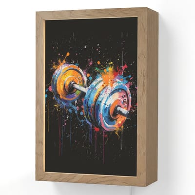 Wandlamp 20x30 cm - Oplaadbaar - Graffiti - Sport - Fitness - Dumbbell - Gym - Wandlampen binnen woonkamer - Slaapkamer lamp met kabel - Decoratieve nachtlamp - Vloerlamp snoer
