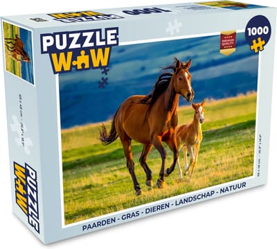 Puzzel Paarden - Gras - Dieren - Landschap - Natuur - Legpuzzel - Puzzel 1000 stukjes volwassenen