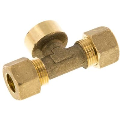 G 1/2'' x 12mm Messing T-stuk Knelfitting 75 Bar DIN EN 1254-2