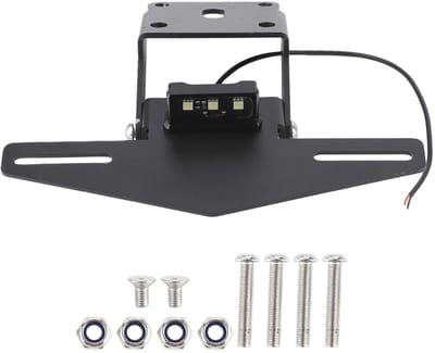 Dailygoods- Kentekenplaathouder met LED-licht - Kentekenplaathouder motor - Kentekenplaathouder spatbord - Kentekenplaat klemmen - Schokbestendig - Duurzaam