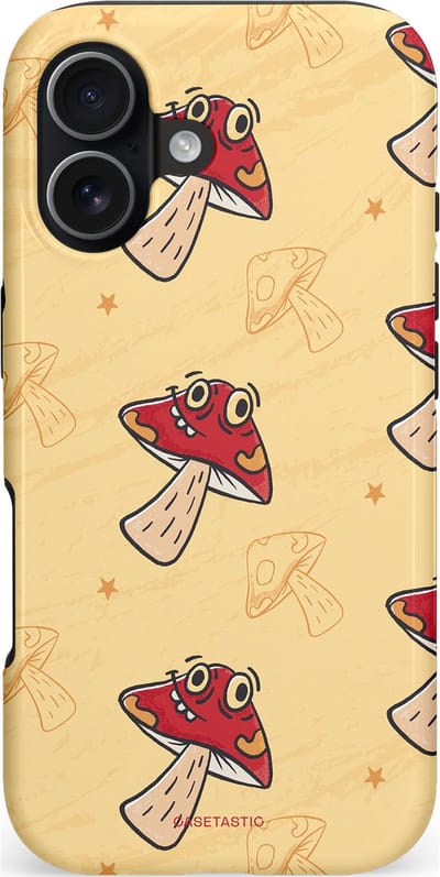 Casetastic hoesje geschikt voor Apple iPhone 17 - MagSafe - Dubbellaagse bescherming - Vrolijke Paddestoel - Fashion Case - Beige Bordeaux