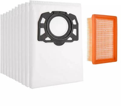 Stofzuigerzakken - 10 stuks - Voor Kärcher WD4, WD5, WD6 en andere stofzuigermodellen - Plat filter - Filteraccessoires