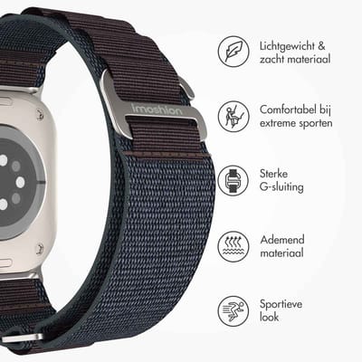 Nylon bandje - Geschikt voor Apple Watch 1, 12, 2, 3, 4, 5, 6, 7, 8, 9, 10, 11 (42 mm), SE - 38/40/41 mm - Paars