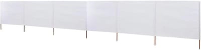 Strand Windscherm - Strandparasol Luifel - Bescherming tegen wind - Opvouwbaar 6-delig - 800 x 80 cm - Wit