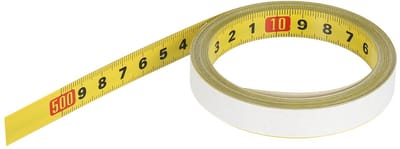 Dailygoods - PATIKIL Zelfklevend meetlint, 5 m, staal, meetlint, lichaam rechts naar links, werkbankliniaal met kleverige achterkant, voor houtwerk, naaien, tekentafel, geel