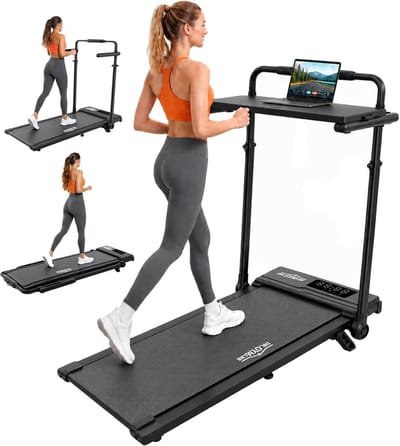 Loopband met tafel - Hometrainer - Thuis sporten - Verstelbare afneembare tafel - 25 kg - Zwart