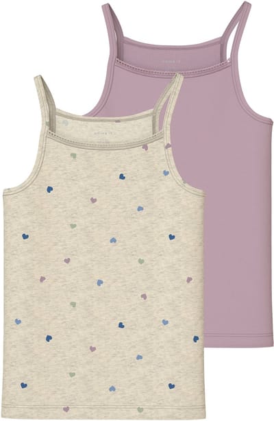 Name it 2-pak meisjes hemdjes - Serenity Heart - Katoenen kinder onderhemden - 152