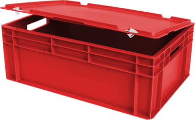 Alpac Stapelbak met deksel - Opbergbak met deksel - 600 x 400 x 240 mm - 42L - Rood