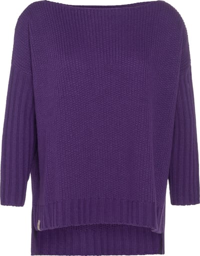 Knit Factory Kylie Gebreide Dames Trui - Trui dames winter - Pullover dames - lange mouw - Wintertrui - Damestrui - Boothals - Purple - Paars - 36/44