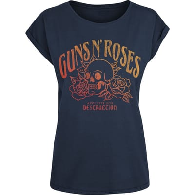 Guns N' Roses T-shirt - Appetite For Destruction Skull - S tot XXL - voor Vrouwen - navy