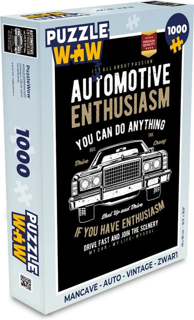 Puzzel Mancave - Auto - Vintage - Zwart - Legpuzzel - Puzzel 1000 stukjes volwassenen