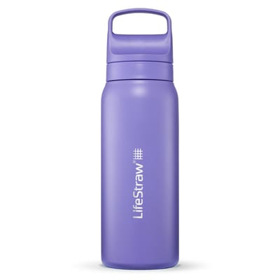 LifeStraw Go Series Stainl. Steel Water filter Bottle, 700ml; Thistle Purple-Drinkfles waterfilter