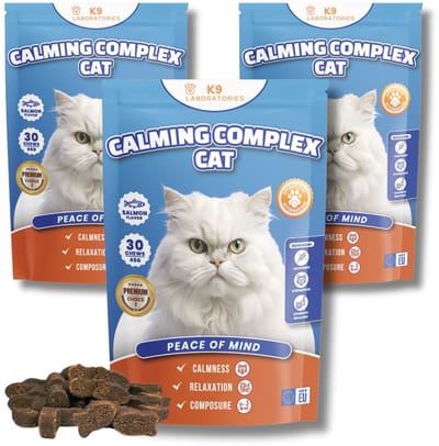 Voedingssupplement voor katten - Bij angst en stress - Bevat L-tryptofaan, valeriaan, hennepzaadolie - Set van 3 - anti stress middel voor katten