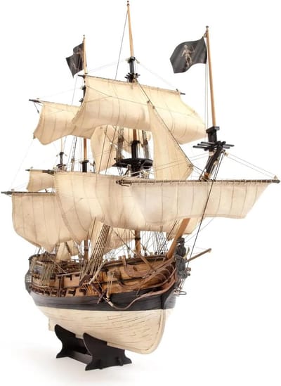 Houten Scheepsmodel - Piratenschip Replica - Gedetailleerd Bouwen - 3237 Precisieonderdelen - 64 cm Lengte - Beige