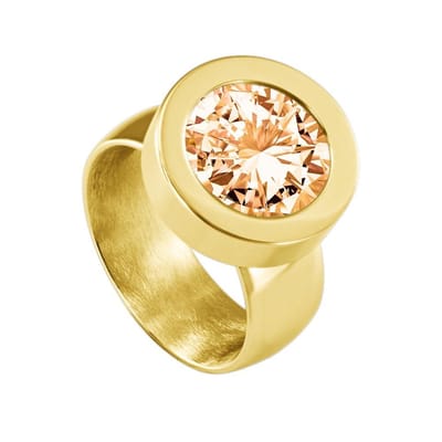 Quiges RVS Schroefsysteem Ring Goudkleurig Glans 16mm met Verwisselbare 12mm Mini Munt - SLSRS53516