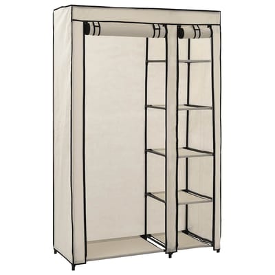 vidaXL - Kledingkast - opvouwbaar - 110x45x175 - cm - stof - crème