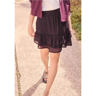Kniehoge chiffonrok met luipaardprint