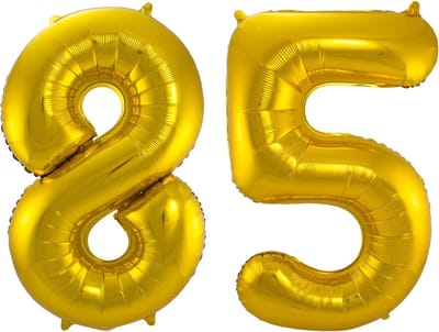 Ballon Cijfer 85 Jaar Goud Helium Ballonnen Verjaardag Versiering Cijfer Ballon Feest Versiering Met Rietje - 86Cm