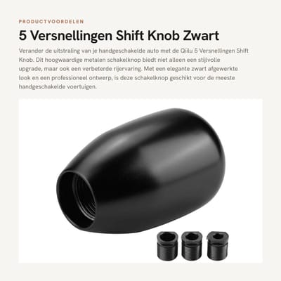 Dailygoods - 5 Versnellingen Shift Knob - Zwart Metaal Voor Handgeschakelde Voertuigen
