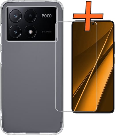 Hoes - Met Screenprotector - Geschikt voor Xiaomi Poco X6 Pro 5G - Sterk & Shockproof - Back Cover - Siliconen Case - Telefoon Hoes - Transparant