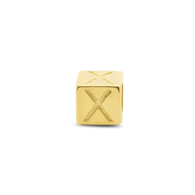 New Bling 9NBG-912X Gouden Kubus met Letter X - 3,8mm - hanger - 14 Karaat - Goud