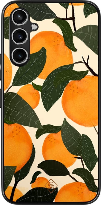 Casimoda® hoesje - Geschikt voor Samsung Galaxy A15 - Orange Garden - Zwart TPU Backcover - Bloemen - Groen