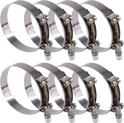 RVS T-Bolt Slangklemmen Set van 8, 86-94mm, Geschikt voor Turbo Inlaat en Intercooler Slangen