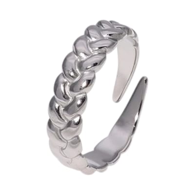 Aramat Jewels | Ringen | Verstelbare Damesring met Vlecht Design van RVS - 5,5mm | Zilverkleur | |5mm | Staal | Volwassenen | Verkleurd niet