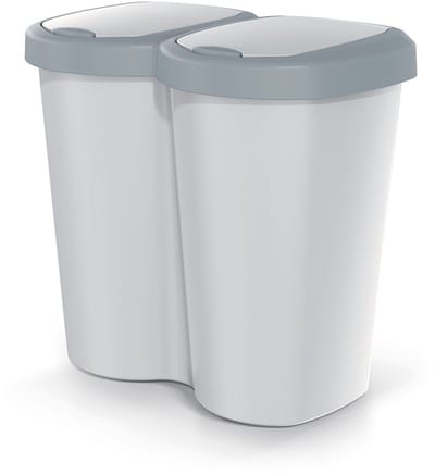 Compacta B Duo - Prullenbak - 40L - één compartiment twee deksels - Grijs