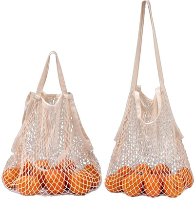 Cosensi- Boodschappentas herbruikbaar 42x38cm - Opvouwbare tas - Katoenen net tas - Lichtgewicht boodschappentas - Draagcapaciteit 10 kg - Lange hengsels - Draagtas