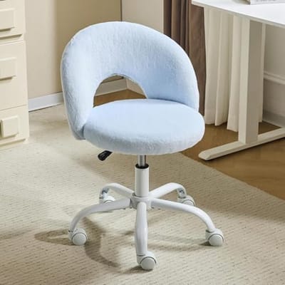 Verstelbare Bureaustoel - Draaistoel Zonder Armleuningen - Comfortabel Werken - Stille Wielen - 40-48 cm Hoogte - Blauw