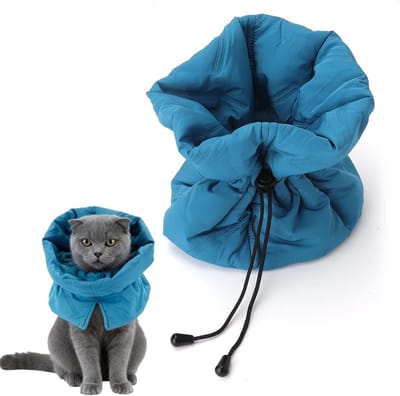 Zachte en Verstelbare Kattenhalsband, Voorkomt Likken van Wonden, Inclusief Vlooienkam, Maat S (14 - 25 cm), Ideaal voor Kattenverzorging en Comfort