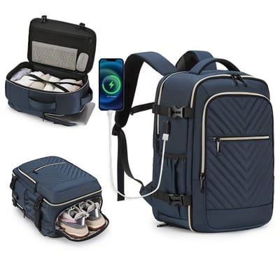 PolkaHome® Luxe Handbagage Koffer | Handbagage Tas & Rugzak 40x30x20 | Reisrugzak & Reistas | Luchtvaartmaatschappij Goedgekeurd (Beige)