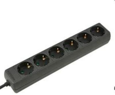 Tafelcontactdoos 6-voudig – Met randaarde, 1,5 meter kabel, 3x1.5mm², zwart