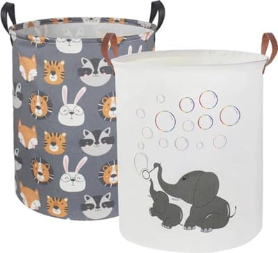 Set van 2 wasmanden voor kinderen - Waterdichte opbergcontainers voor speelgoed en kamerdecoratie