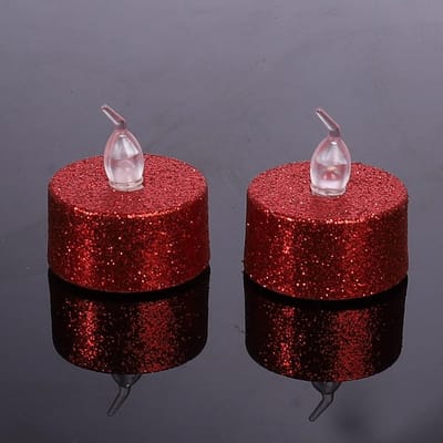 24 stks theelicht kaarsen, Halloween Kerstmis Thanksgiving vlamloze LED kaarsen 1,4 inch flikkeren Amber Festival Decor batterij geëxploiteerd voor bruiloft vieringen partij geschenken (rood)