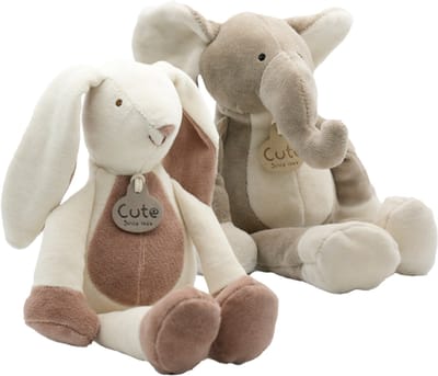 Cute since 1999 - Organische knuffels - Olifant & Konijn - 2 Stuks - 26 cm