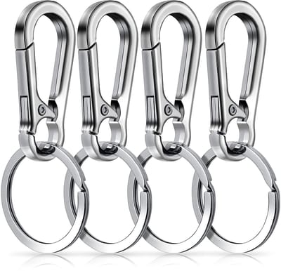 Golden crown - Metalen Sleutelhanger - Karabijnhaak en Organizer - Zilverachtig - 4 Stuks - Uniseks - Praktisch voor Sleutels en Accessoires